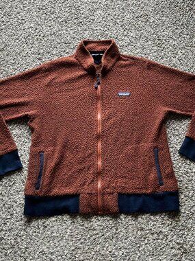 Patagonia Woolyester Orange Brown Fleece Jacket Men L Gorpcore Outdoors Utility